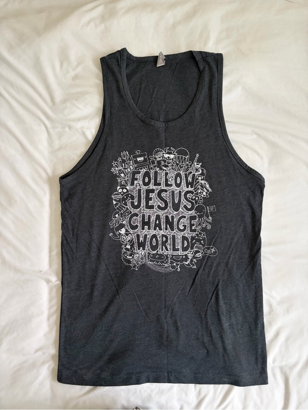 Graphic Gray Tank Top - "Follow Jesus Change World"
